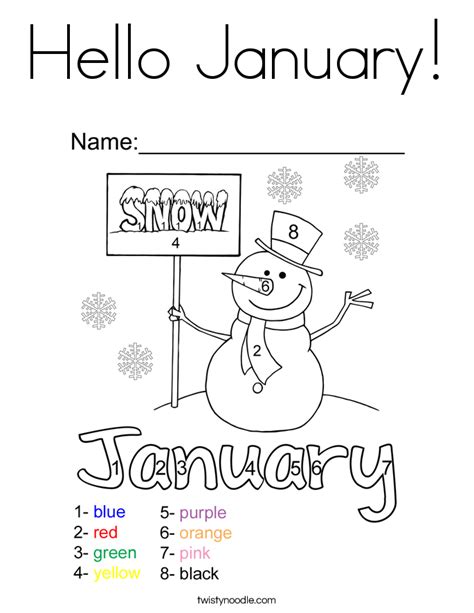 Preschool January Coloring Page Coloring Page Blog