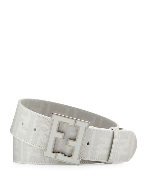 Fendi Mens Zucca Ff Buckle Belt White Neiman Marcus