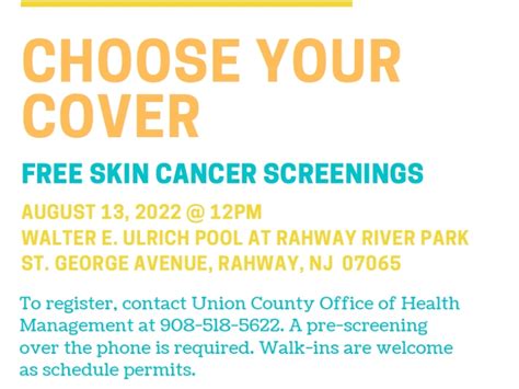 Union County Offers Free Skin Cancer Screening And Info August 13