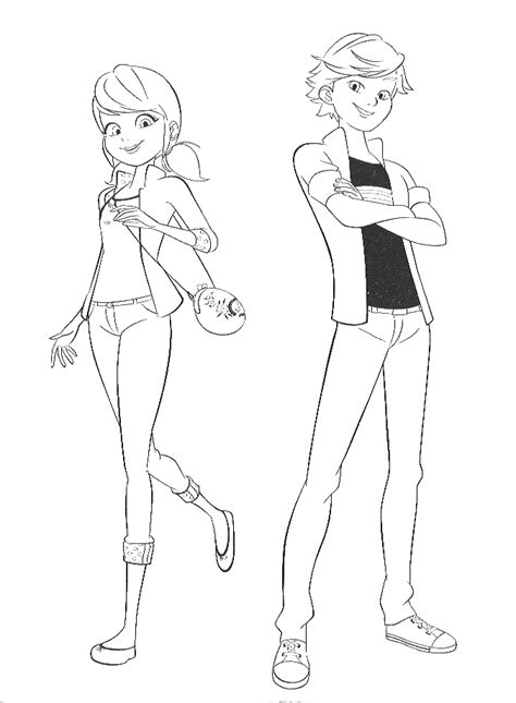 Marinette And Adrien Coloring Book Pages Miraculous Ladybug And Cat Images And Photos Finder