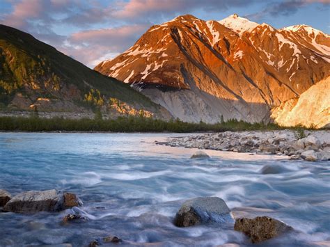 Columbia Canada British River Alsek Twilight Wallpaper Photography
