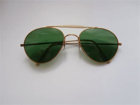 bnwot vintage 1940s green lens gold wire aviator shaped sunglasses deadstock sunglasses