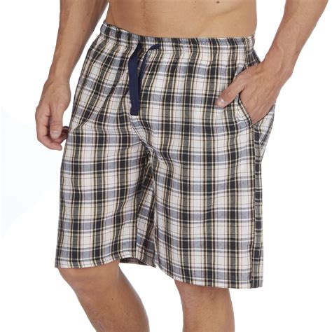 Mens Shorts Checked Woven Pyjama Bottoms Cotton Blend Twill Pj Lounge S Xxl Ebay