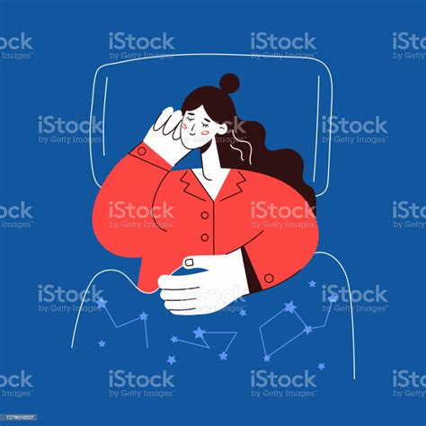 Healthy Sleep Vector Illustration Woman Bed Dreams Stock Illustration Download Image Now