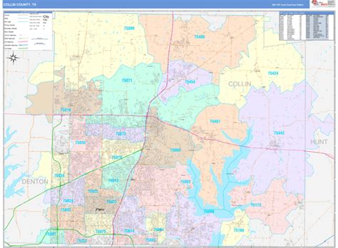 Collin County Tx Wall Map Color Cast Style By Marketmaps