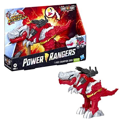 Power Rangers Battle Attackers Dino Fury T Rex Champion Zord Electronic Action Figure Toy For
