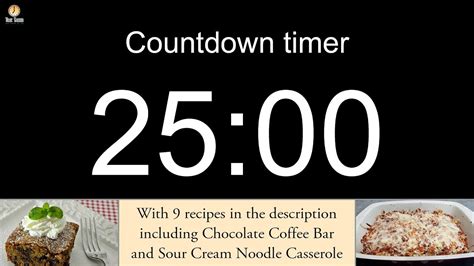 25 Minute Countdown Timer With Alarm Including 9 Recipes