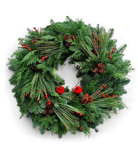 Handmade Fresh Holiday Wreath With Cardinals Wind And Weather