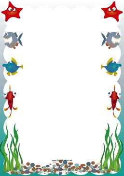 Cute Fish Make Silly Goofy Faces In This Printable Border Of The Ocean