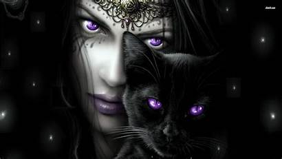 Cat Wallpapers Purple Fantasy Woman Eyes Goth