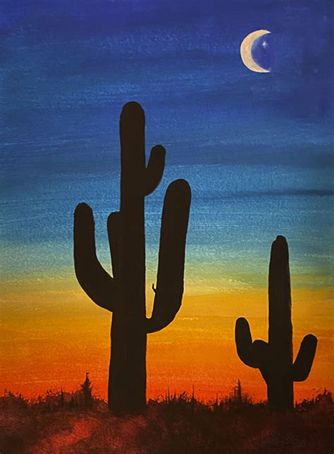 Desert Sunset In 2021 Sunset Painting Easy Sunset Canvas Painting