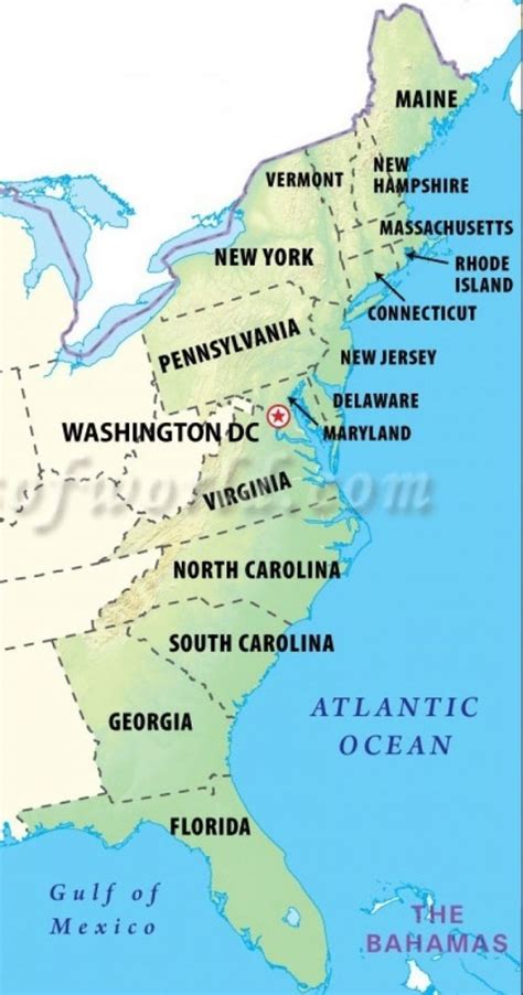 Usa East Coast Map Printable Map Of East Coast Of The United States
