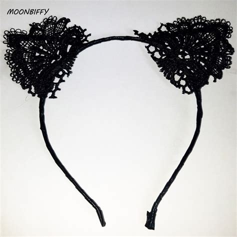 1 pc black lace cat ears headband for women girls hairband dance party sexy boutique hair hoop