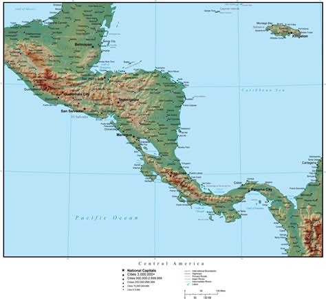 central america terrain map in adobe illustrator vector format with photoshop terrain image c
