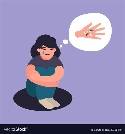 Teen Female Suffering From Suicidal Depression Vector Image