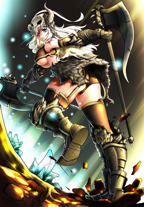 Wallpaper Ilustrasi Berambut Pirang Rambut Panjang Gadis Anime Pantat Senjata Tanduk