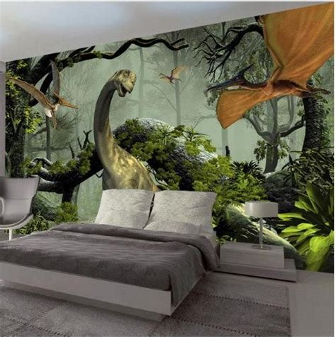 Jurassic park wall decal, jurassic world home art decal, wall decor, movie, dinosaur room decor gift teen game birthday gift 015 antondecals from shop antondecals 3D Dinosaurs Jurassic World Wallpaper Stereoscopic Mural (With images) | Kids room murals, Kids ...