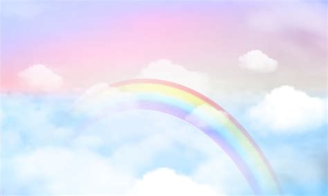 Premium Vector Rainbow On Sky Background And Pastel Color
