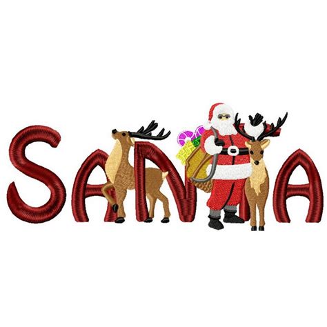 Santa Word Art Machine Embroidery Design In Two Sizes For Etsy Canada