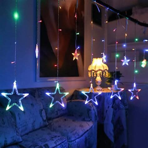 Five Pointed Star Curtain Lamp Window Decoration Props Lights Flashing