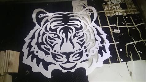 Tiger Face Laser Cutting On Foment Sheet Youtube