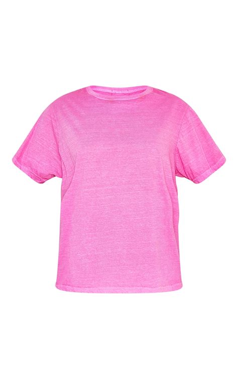 Hot Pink Washed Oversized T Shirt Tops Prettylittlething