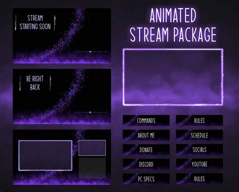 Animated Twitch Overlay Purple Simple Minimalist Screens Etsy
