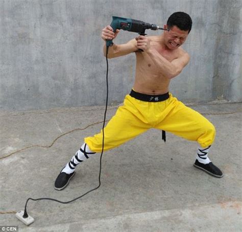 Shaolin Monk Uses Electric Drill On His Temple Without Breaking The