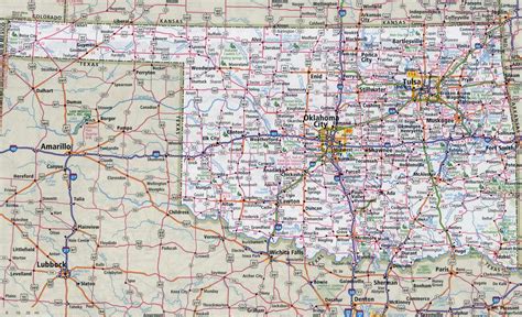 Large Detailed Roads And Highways Map Of Oklahoma State
