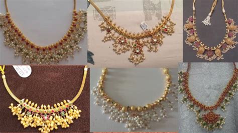 Gold Guttapusalu Necklace In Light Weight Collection With Weight