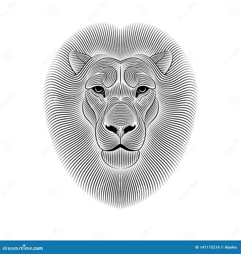 Engraving Of Stylized Lion On White Background Stock Vector