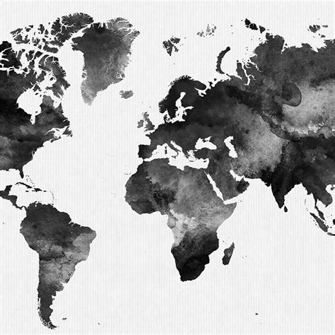 Stunning Black And White World Map Poster Art Prints Vicky