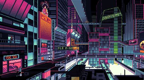 X Resolution Cyberpunk City Pixel Art X Resolution Wallpaper Wallpapers Den