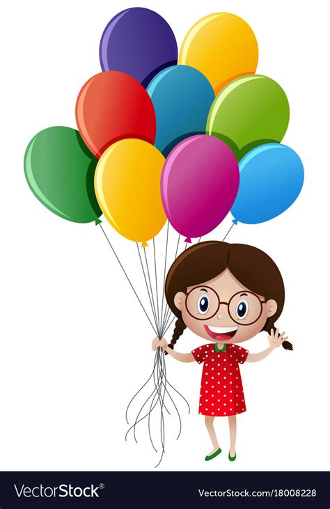 Girl Holding Many Balloons Royalty Free Vector Image