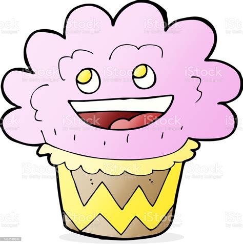 Cartoon Happy Cupcake Stock Illustration Download Image Now Art
