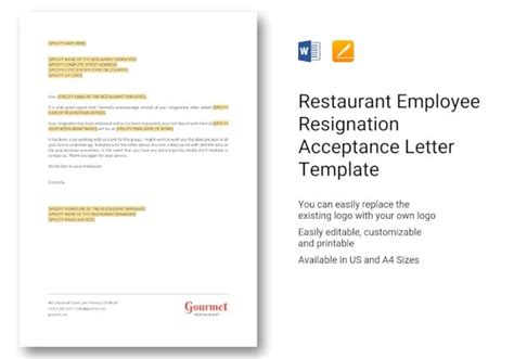 12 Acceptance Of Resignation Letter Templates In Word Pages Pdf
