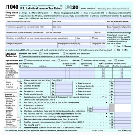 Federal Income Tax Form 1040 Sr Tax