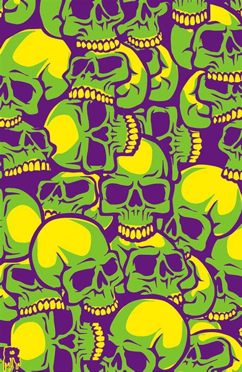 Neon Skulls By ~psychoren On Deviantart Skull Art Print Skull