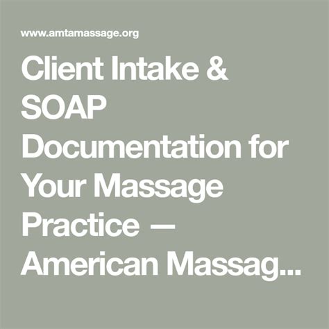 Client Intake And Soap Documentation For Your Massage Practice — American Massage Therapy