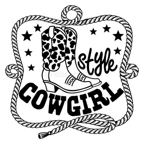 Cowgirl Boots Vector Illustration Isolated On White Vector Cowgirl