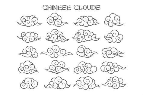 Chinese Clouds Set 1259145 Elements Design Bundles Cloud Tattoo