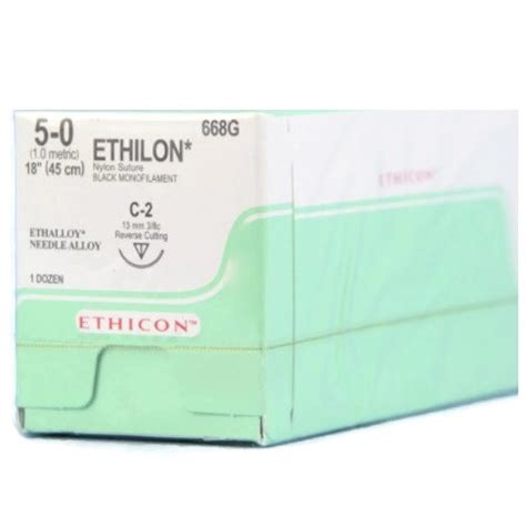 5 0 X 18 Ethilon Nylon Black Sutures With C 2 Needle 12box
