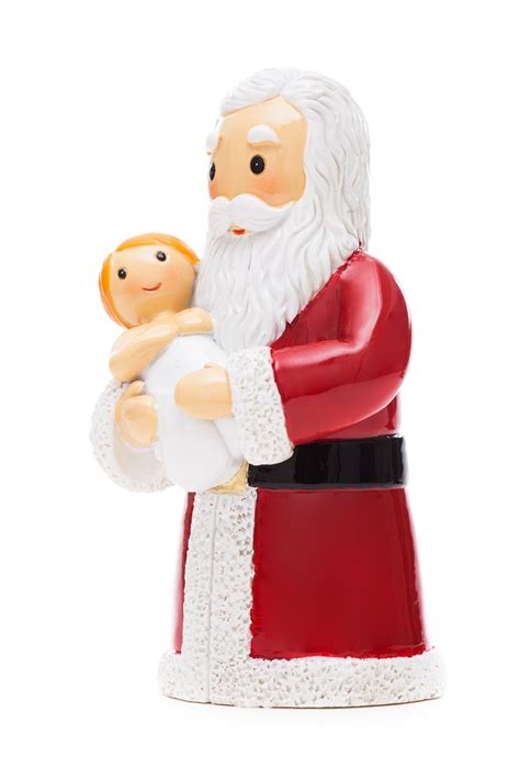 Santa Holding Baby Jesus Statue — Little Drops Of Water Australia And