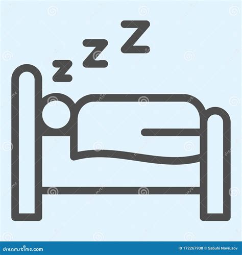 sleeping time line icon person sleep on bed stock vector illustration of life pictogram