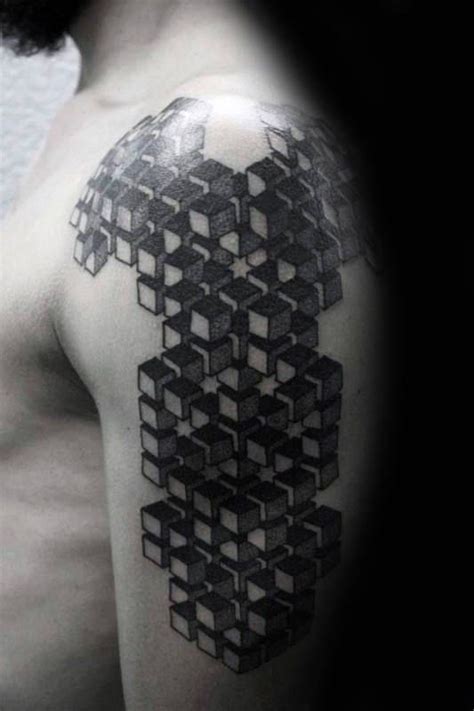 Cube Factal Mens Geometrical Tattoo Ideas On Arm Geometric Art Tattoo
