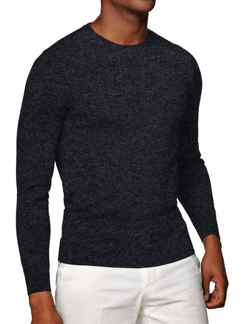 Charcoal Merino Wool Crew Neck Sweater