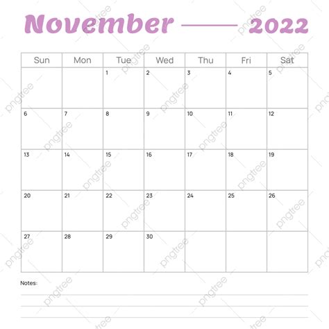 Novembro De 2022 Calendário Planejador Mensal Png Novembro De 2022