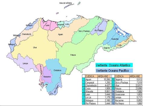 Mapa De Las Cuencas Hidrogr Ficas De Honduras Mapa De Honduras