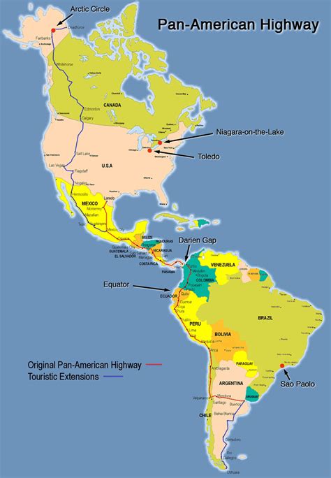 Mapa De La Carretera Panamericana O Ruta Panamericana Mapa Owje Com