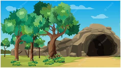 Premium Vector Cave In A Jungle Area For 2d Cartoon Animation